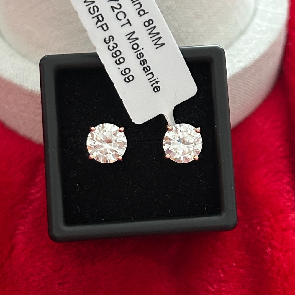 Luxury‎ Moissanite Diamond Rose Gold pushback Stud Earrings